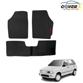 Black latex custom-fit car mats for Suzuki Mehran with raised edges
