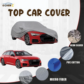 Custom-fit premium car cover for the Audi S6 high-performance sedan. Available in Microfiber, PVC Cotton, and Neon Silver, this heavy-duty waterproof, dust-proof, and all-weather cover ensures full protection for the executive vehicle.