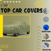 Microfiber Car cover for MG U9 with 'Cover X' branding and color options on a beige background. Waterproof car cover available in four variants.