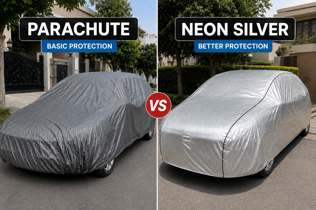 Neon Silver vs Parachute Car Covers