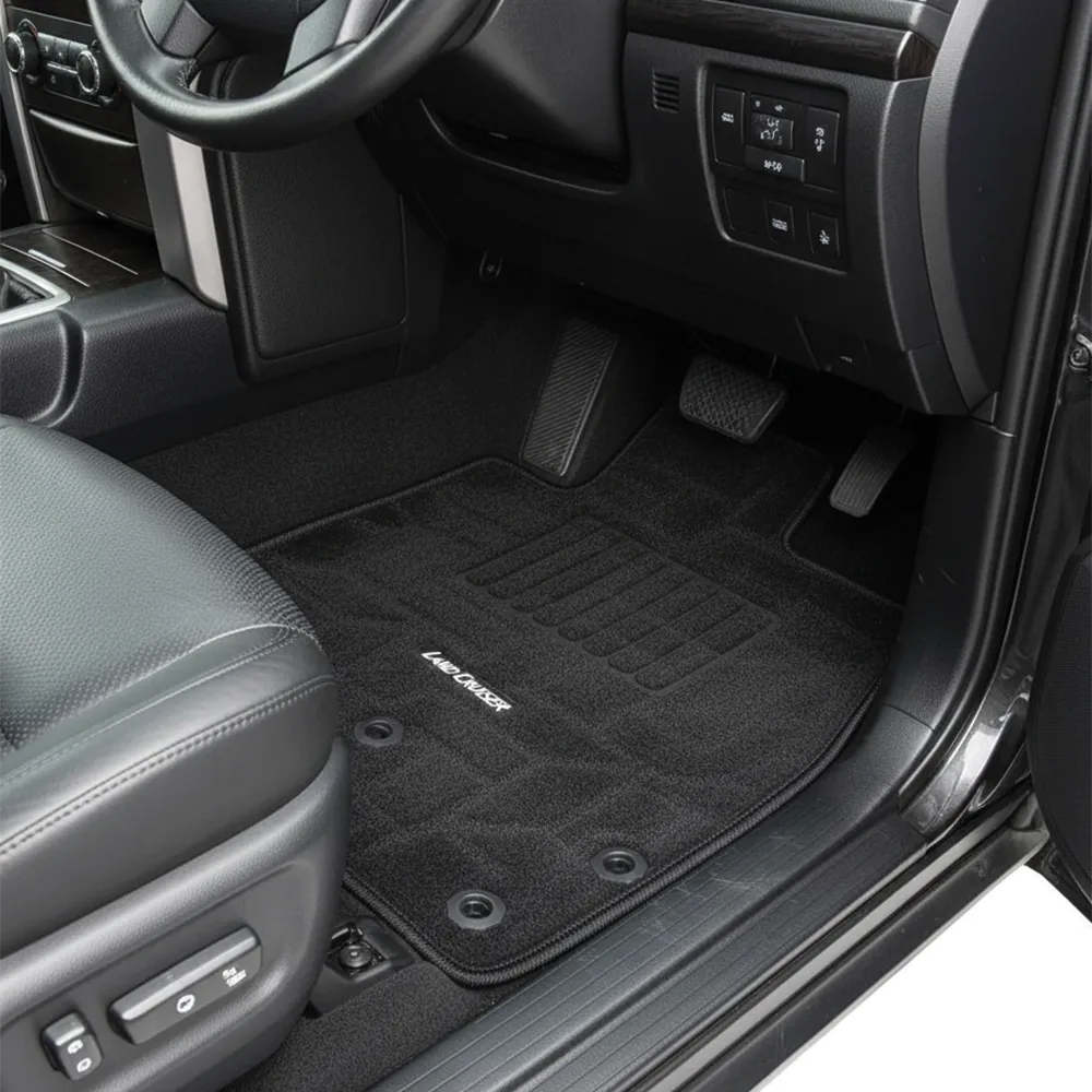 Black Premium Carpet Car Floor Mats – Anti-Slip, Washable &amp; Universal Fit for Elegant Car Interiors by CoverX