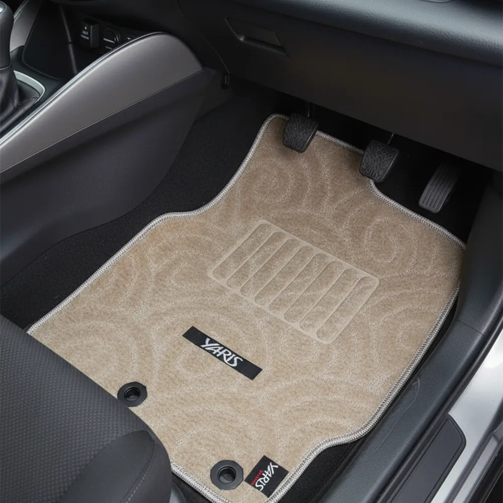Beige Carpet Car Floor Mats – Soft, Non-Slip &  Elegant Universal Fit Car Interior Protection by CoverX
