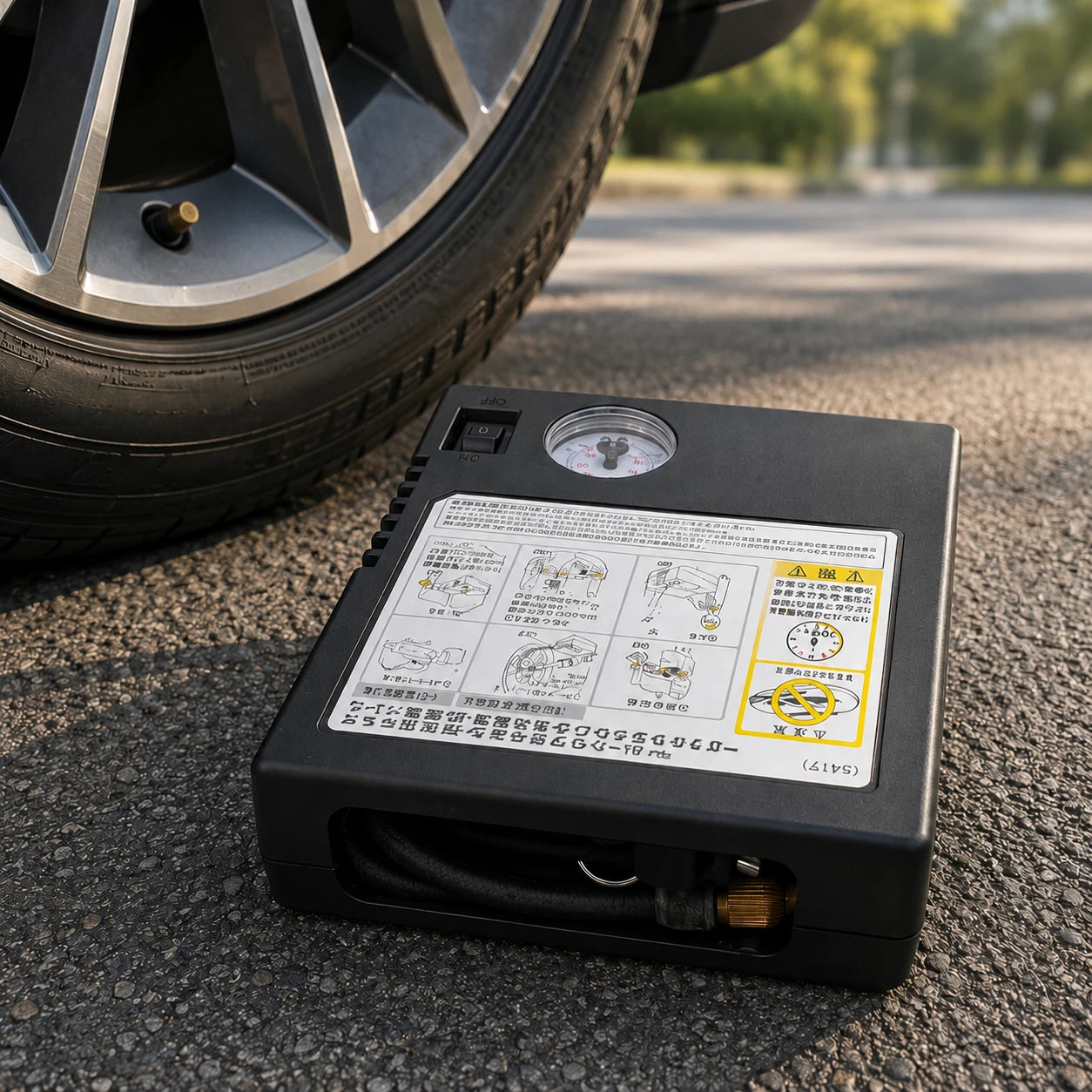 Portable 12V Car Air Compressor Fast Tyre Inflator with Pressure Gauge