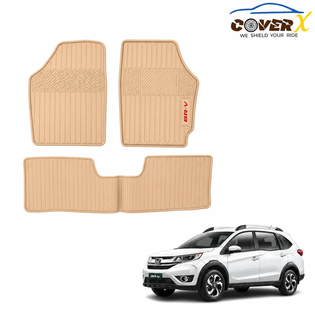 Honda BRV Beige Car Mats Premium Latex Floor Mats | Custom Fit Protection