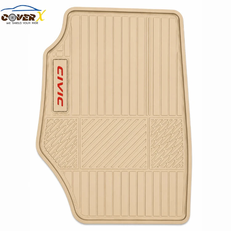 Honda Civic 2017 biege Car Mats – Premium Latex Floor Mats | Custom Fit Protection