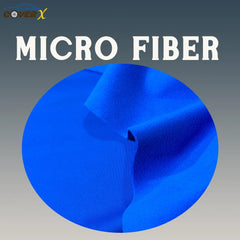 Blue microfiber car cover cloth with 'CoverX' branding on a gray background. Triple Layer Car Cover that ensure your car keep safe from accidental scratches, waterproof and heat resistance car cover fabric