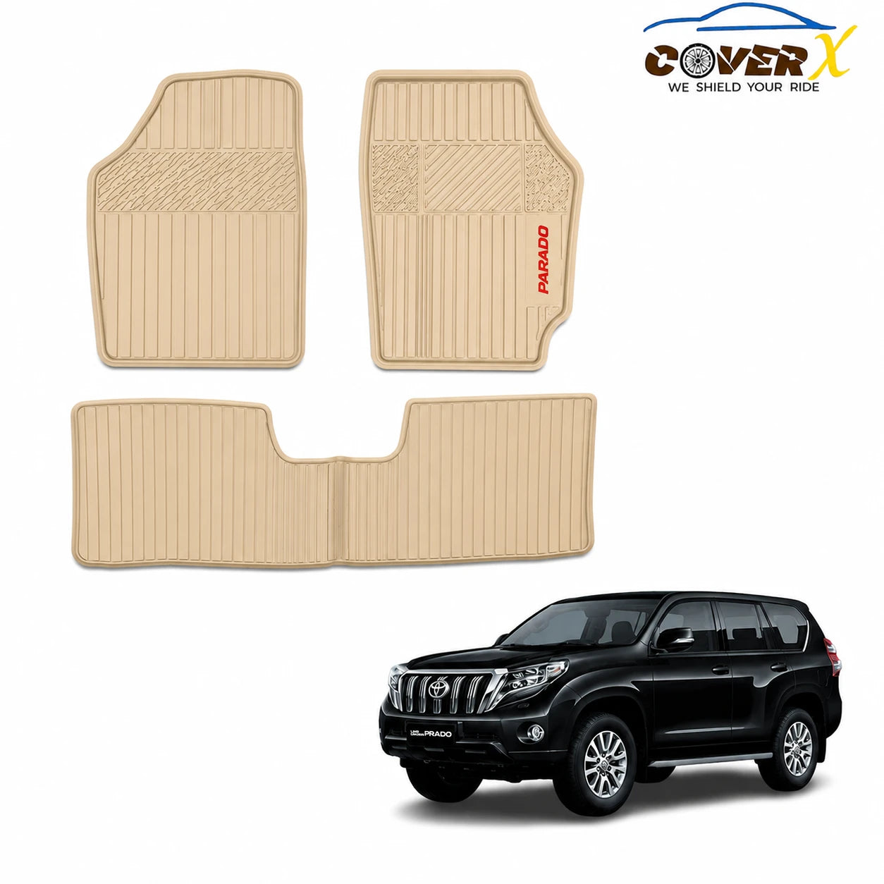 Toyota Prado Beige Car Mats Premium Latex Floor Mats Custom Fit Protection
